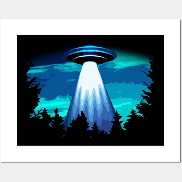 UFO Over the Woods Wall Art by robotface